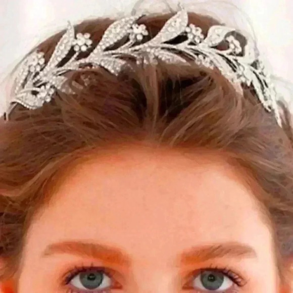 Floral Leaf Crystal Bride Wed Fairy Rhinestone Tiara